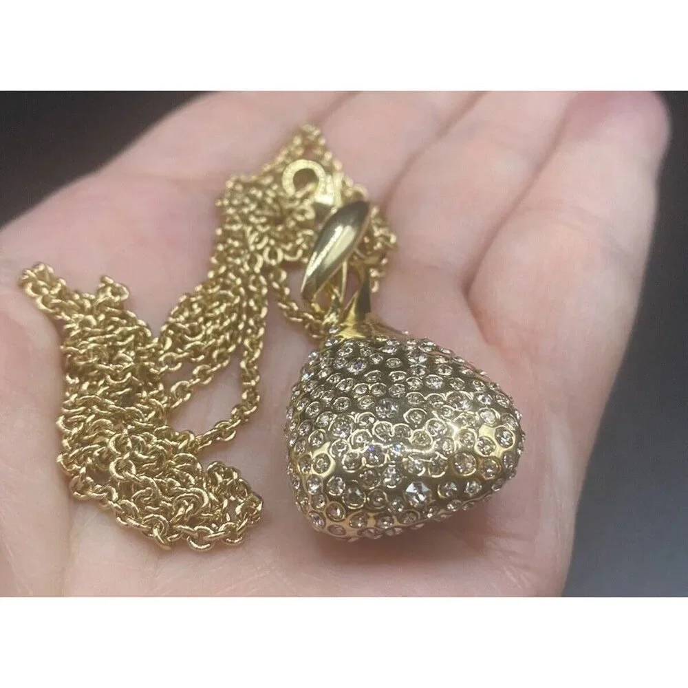 Signed Alexis Bittar Necklace Smoky Mirrored Crystal Teardrop Pendant 32" Gold - Picture 9 of 11